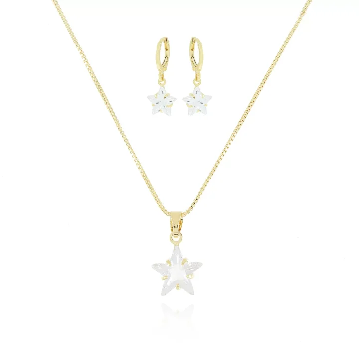 CONJUNTO ZIRCONIA ESTRELA CRISTAL